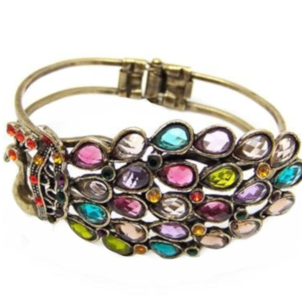 Rainbow Peacock Bangle Bracelet Jewelry 458-BB
